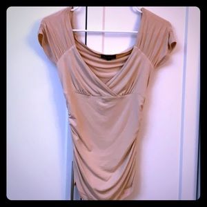 Bebe nude/tan cap sleeve low cut top Size Small
